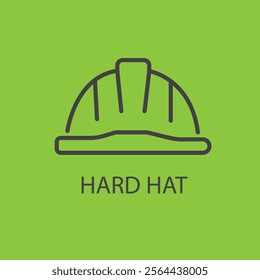 Hard hat, linear style icon. Construction helmet for head protection. Editable stroke width