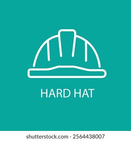 Hard hat, linear style icon. Construction helmet for head protection. Editable stroke width