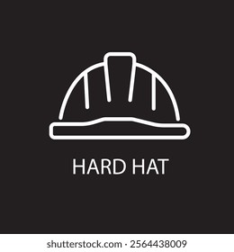 Hard hat, linear style icon. Construction helmet for head protection. Editable stroke width