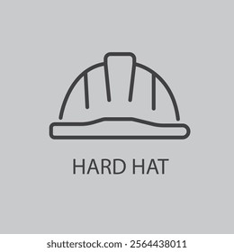 Hard hat, linear style icon. Construction helmet for head protection. Editable stroke width