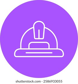 Hard Hat Outline Circle Style Icon Design