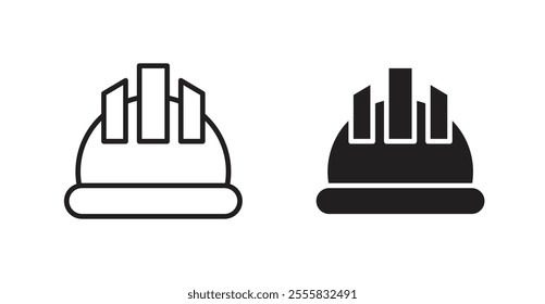 Hard hat outlined and solid icon vector collection.