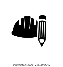 Harthut-Bleistift-Symbol Vektorgrafik. Helm Pen Illustration zur Sicherheit. Logo-Symbol für Agile Development Education Industry.