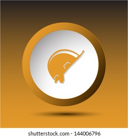 Hard hat. Plastic button. Vector illustration.