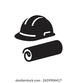 Icono de logotipo de planta de sombrero duro y rodillo 