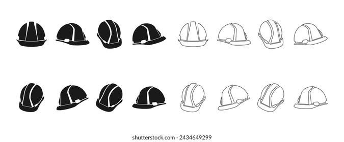 Hard Hat oder Schutzhelm Icon Set. Helm für Bauarbeiter. Vektor-Illustration isoliert auf weißem Hintergrund.