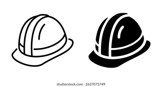 Hard hat safety helmet icon. Line and silhouette style.