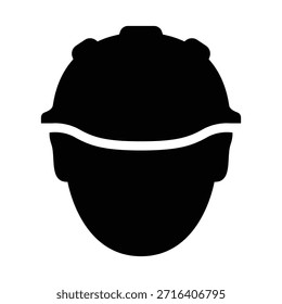 Hard Hat Sicherheitssymbol in schwarzer Silhouette für Bau und industrielle PSA-Beschilderung - Hochwertiges Vektorgrafik-Stockbild