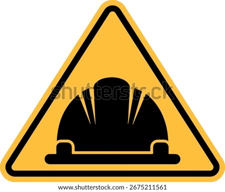 Hard Hat Safety Icon Warning Sign Hand Injury Hazard Symbol in Yellow Triangle