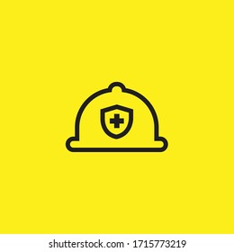 Hard hat, shield and plus sign, vector icon