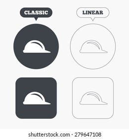 Hard Hat Sign Icon. Construction Helmet Symbol. Classic And Line Web Buttons. Circles And Squares. Vector