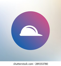 Hard hat sign icon. Construction helmet symbol. Icon on blurred background. Vector