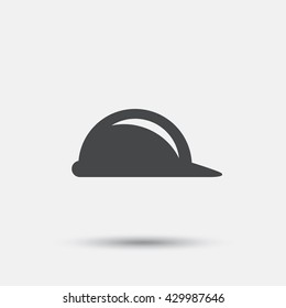 Hard hat sign icon. Construction helmet symbol. Flat helmet web icon on white background. Vector