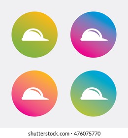 Hard hat sign icon. Construction helmet symbol. Gradient flat buttons with icon. Modern design. Vector