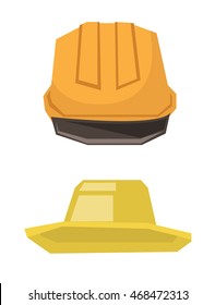 Hard hat and summer hat vector flat design illustration isolated on white background.