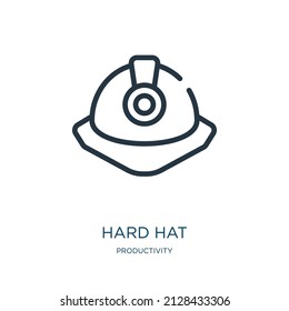 Hut dünne Linie Symbol. Ingenieur, professionelle Linearsymbole aus dem Produktivitäts-Konzept isoliert Umriss-Zeichen. Vektorgrafik-Symbol-Element für Webdesign und Apps.
