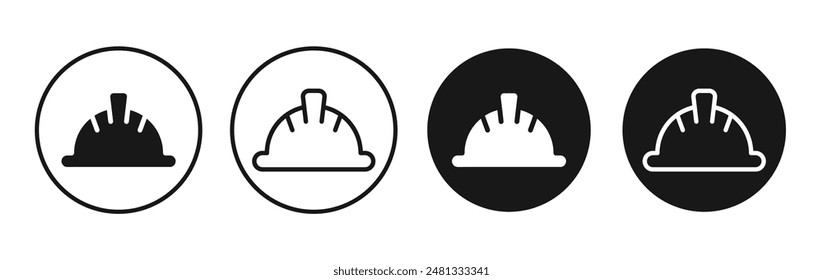 Hard hat vector icon set black filled and outlined style.