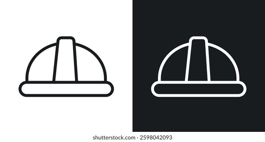 Hard hat vector icon set in black and white color.