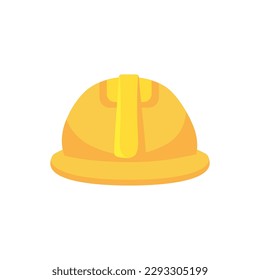 Hard hat vector illustration. Cartoon isolated yellow safety helmet of construction worker, architect and engineer, front view of safe plastic cap of builder contractor or miner for head protection