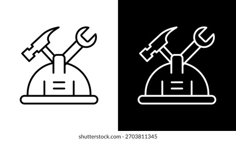 Hard Hat White Icon Set Design