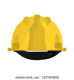 Hard Hat Yellow Back View Vector Icon. Construction Helmet Engineer Equipment. Safety Worker Builder Plastic Cap