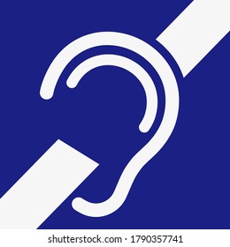 Hard of hearing. No hear icon. Deafness symbol. Deaf icon. Vector.