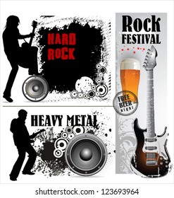 Hard and heavy metal banner set