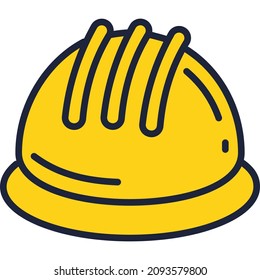 Hard helmet safety hat icon. Construction worker builder cap vector. Hardhat for builder, engineer, contractor or architect protection