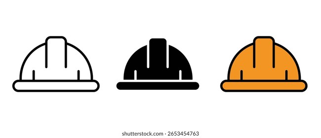 Hard het icon set vector. construction hat symbol. Helmet icon, safety head symbol vector illustration isolated on white background 