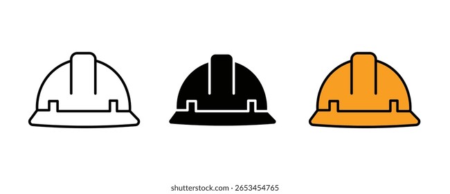 Ícone de capa dura define vetor. símbolo de chapéu de construção. Ícone de capacete, símbolo de cabeça de segurança ilustração vetorial isolado no fundo branco 