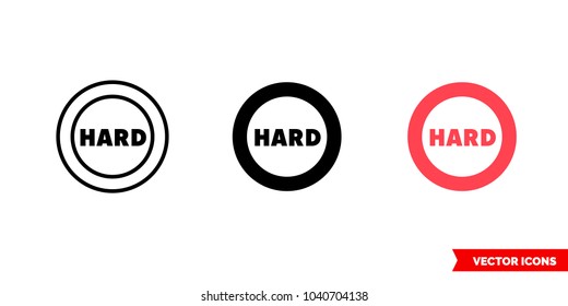 Hard icon of 3 types: color, black and white, outline. Isolated vector sign symbol.