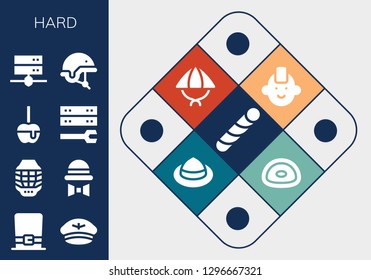  hard icon set. 13 filled hard icons. Simple modern icons about  - Stick candy, Hat, Helmet, Caramelized apple, Server, Punk, Gummy