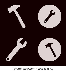 hard icon set with wrench and hammer vector illustration