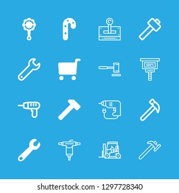 hard icons set with rattle, hammer and forklift vector set