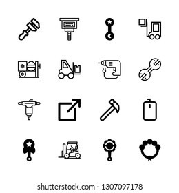 hard icons set with wrench, external and rattle vector set