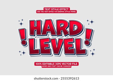 Hard Level Game Editable text Effect 3D Cartoon style