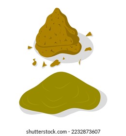 Hard and liquid cow dung vector illustration on white background. Good animal manure for manure. Environmentally friendly natural organic fertilizer.
