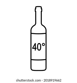 Hard liquor line icon. Bottle of vodka, brandy,whiskey, rum or other 40 percent alcohol. Vector Illustration