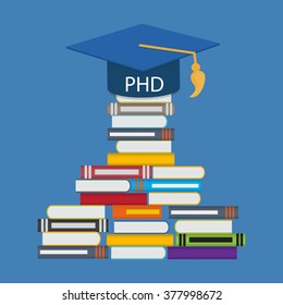Hard and Long Way to the Doctor of Philosophy Degree PHD Vector Illustration EPS10
