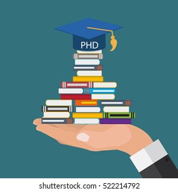 Hard and Long Way to the Doctor of Philosophy Degree PHD Vector Illustration EPS10