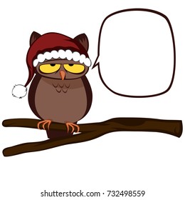 hard morning Santa owl (with speech bubble)