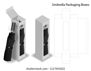 hard paper box for umbrella packaging with dieline