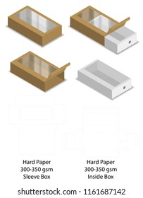 Hard Paper Slide Sleeve Box Mockup Dieline