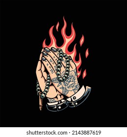 the hard prayer tattoo vector design