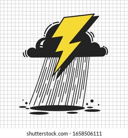 Ilustración Del Vector De Icono De Lluvia Dura Adecuada Para La Impresión De Tarjetas De Saludo, Carteles O pantalones T.