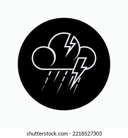 Icono de lluvia dura y perno. Símbolo de pronóstico meteorológico.