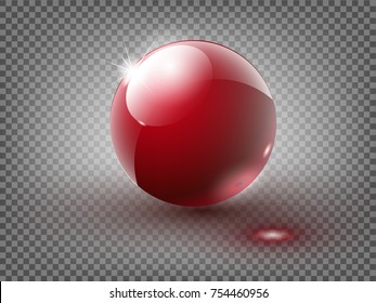 Hard Red Pool Ball Isolated on White Background.Vector illustration. 10 EPS