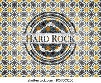 Hard Rock arabesque emblem background. arabic decoration.