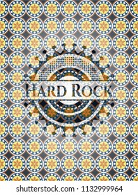 Hard Rock arabesque style emblem. arabic decoration.