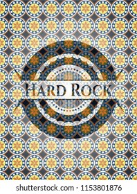 Hard Rock arabic badge background. Arabesque decoration.